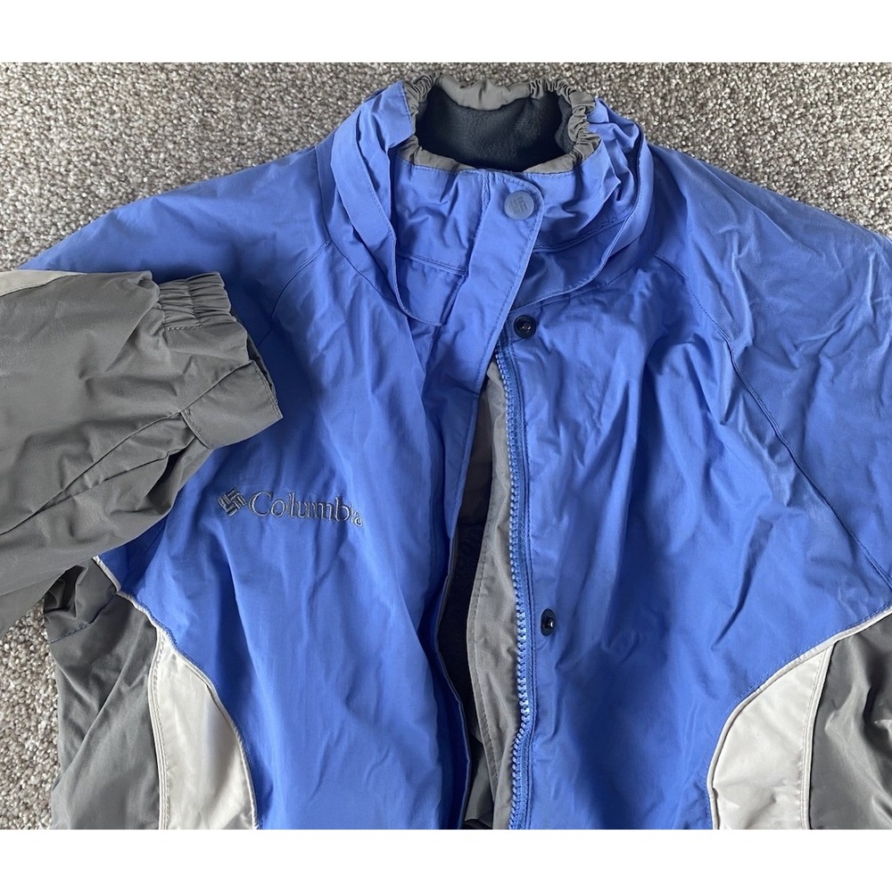 Columbia Blue Colorblock Jacket Womens S Adjustable Pockets Breathable Warm